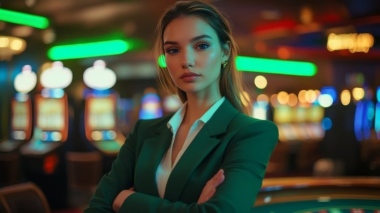 Tampilan studio live Sic Bo Dadu dengan tiga dadu dalam sangkar transparan